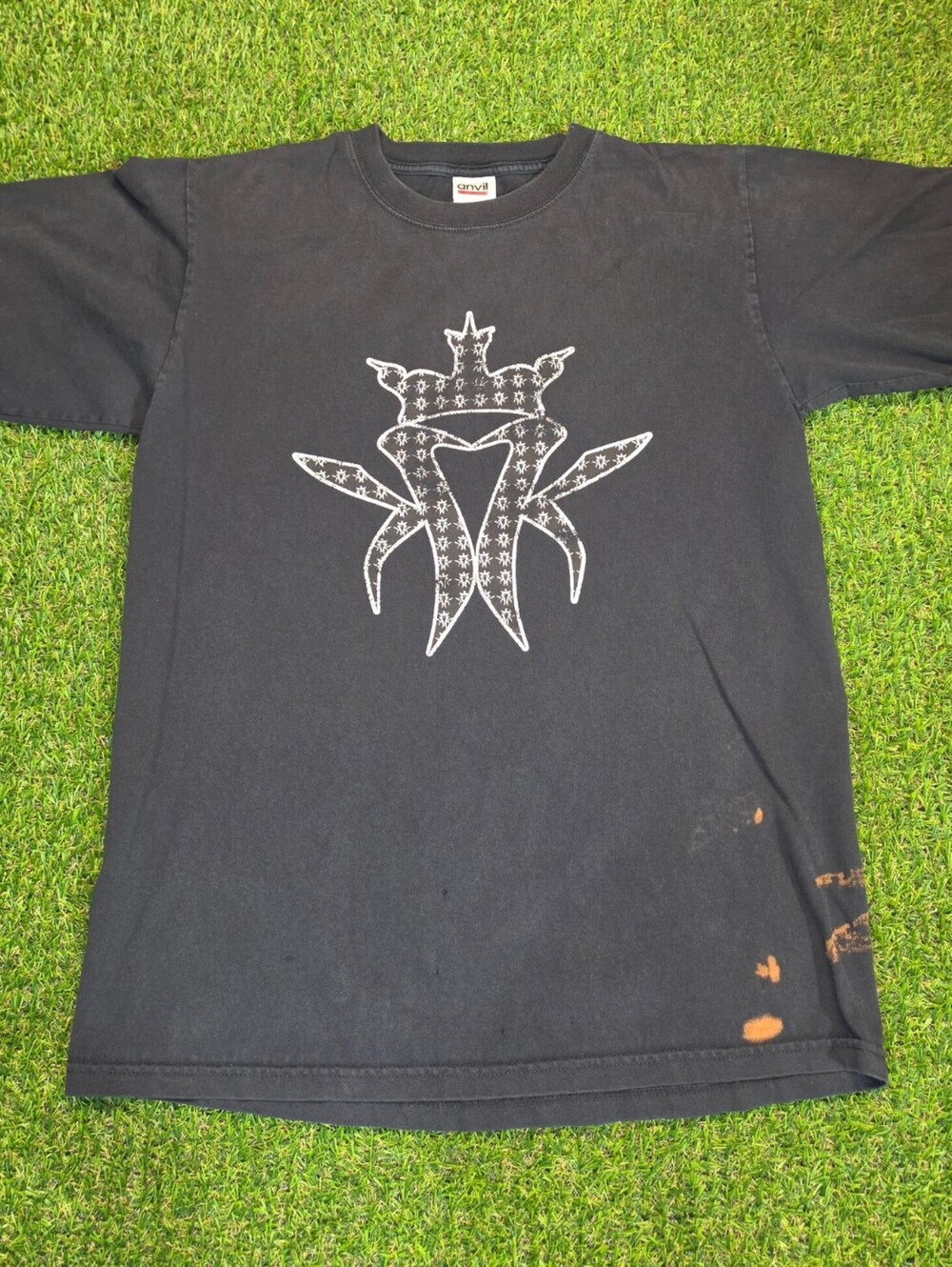 Anvil Medium Black Cotton T-Shirt with White Graphic and Ble